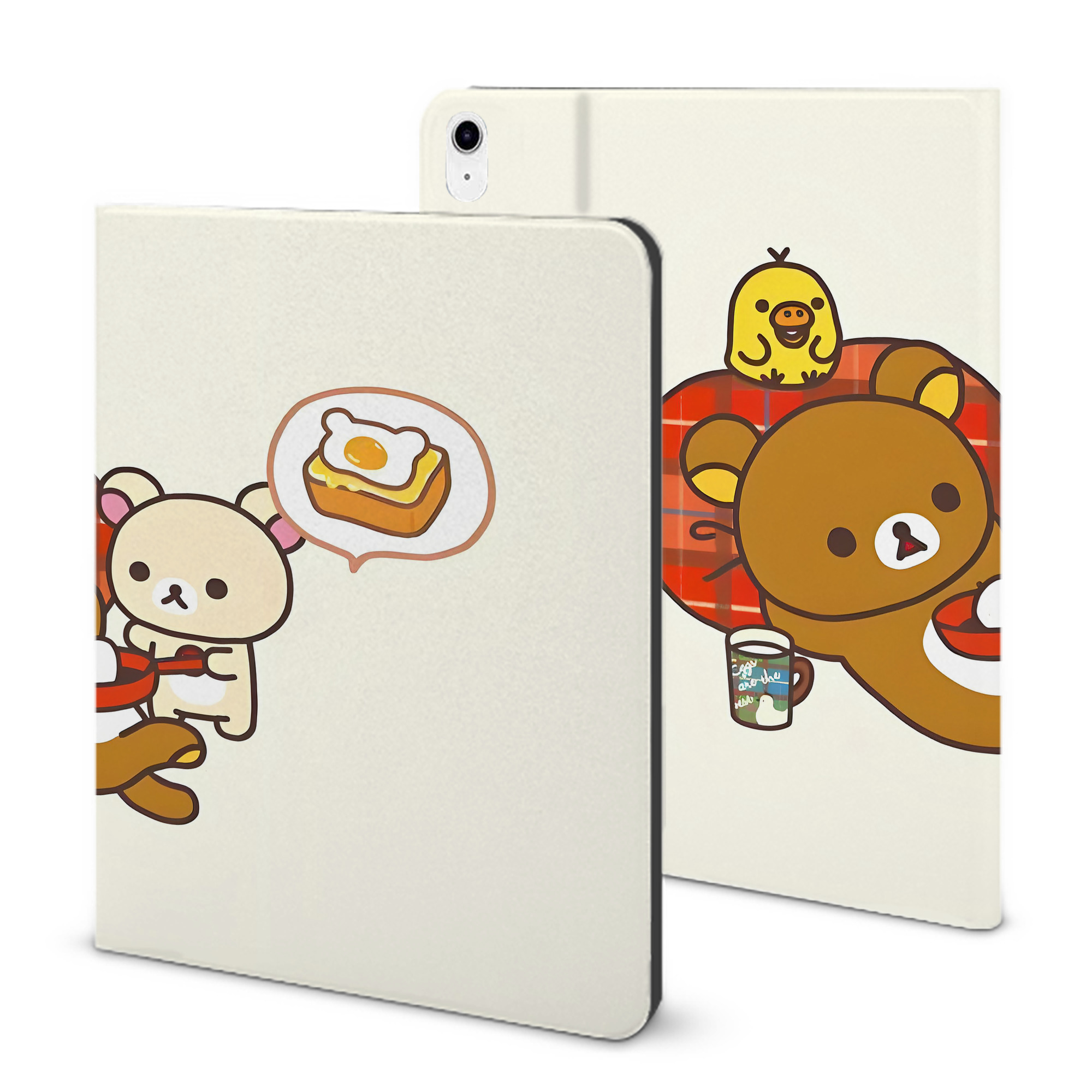 （画像用） リラックマ リラックマ キイロイトリ Rilakkuma Korilakkuma Kiiroitori IPad ケース ブック型 PUレザー TPU 耐衝撃 軽量 薄型 ペン収納なし 全面保護 IPad 各モデル対応